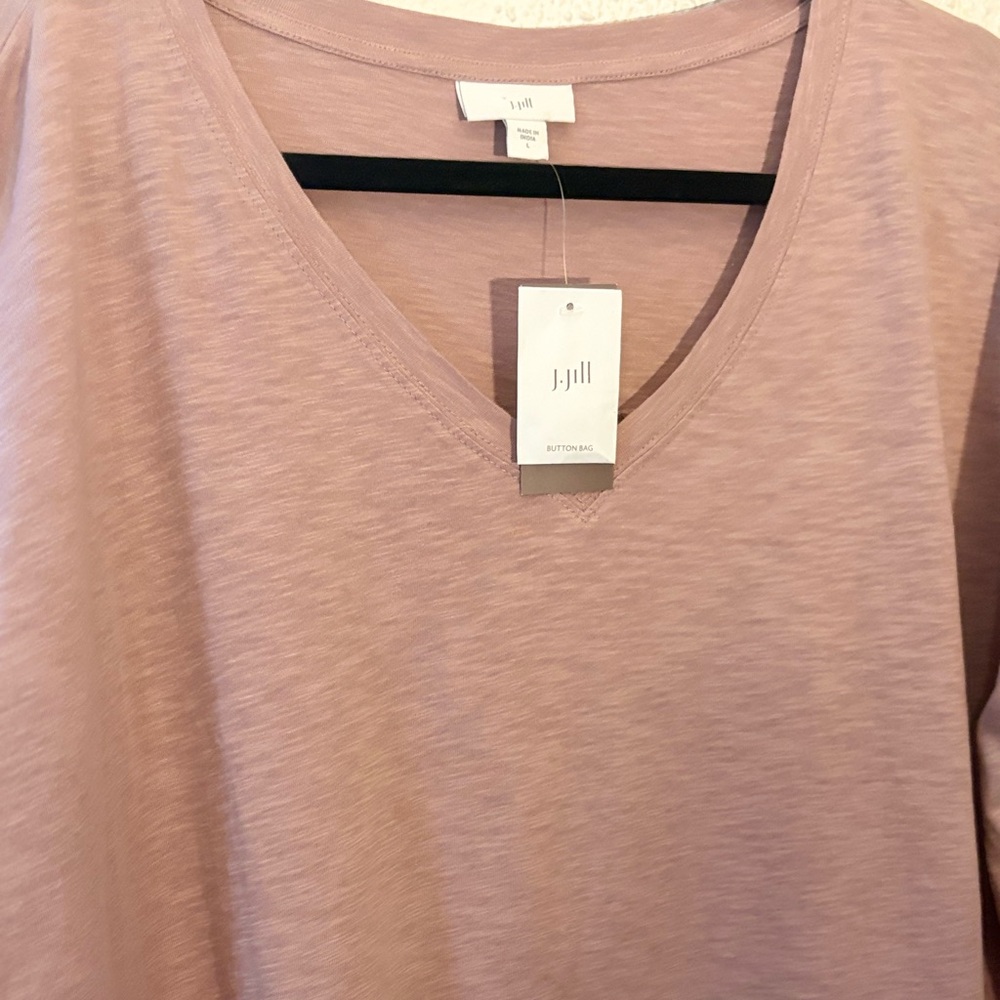 J. Jill Women’s Blush Pink Tunic Long Sleeve V- Neck Cotton Blend Size L NWT - Picture 4 of 5